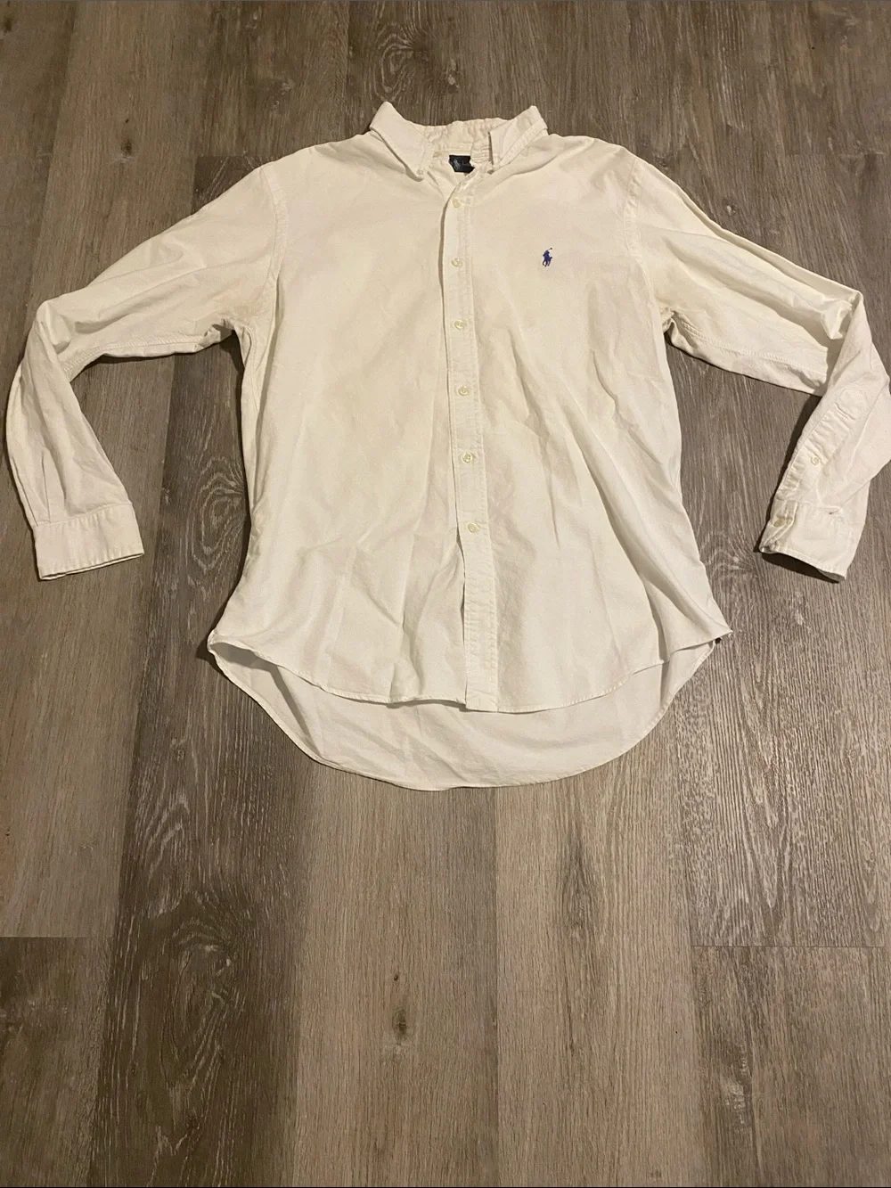 Polo by Ralph Lauren Men's Cream Button-Down Shirt with Blue Pony